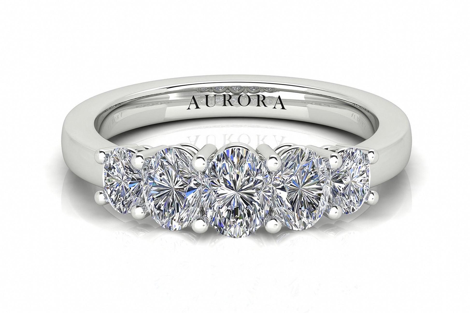 Oval Shape Aurora Diamond 5 Stone Graduated Eternity Ring  Gardiner Brothers   