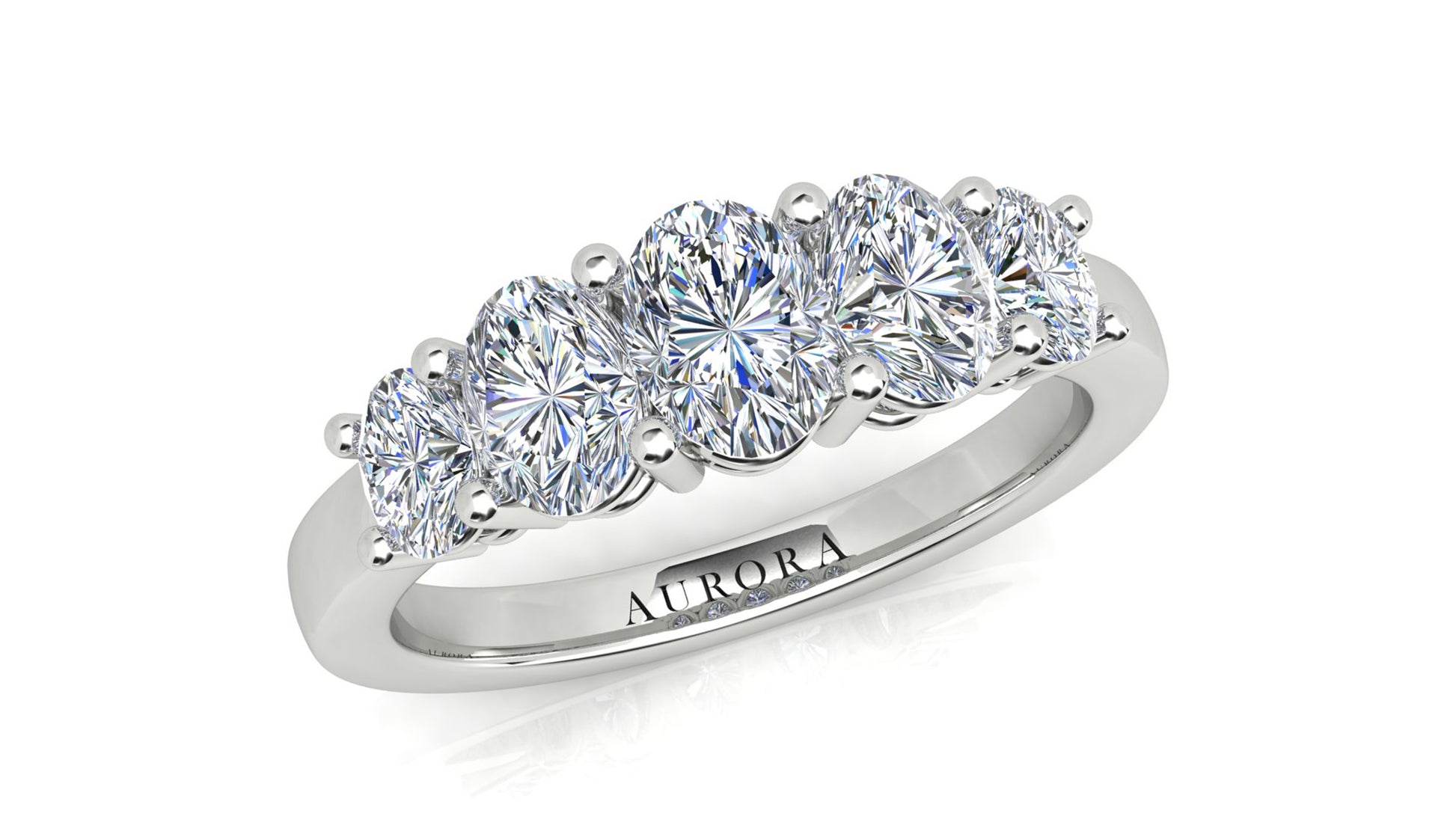 Oval Shape Aurora Diamond 5 Stone Graduated Eternity Ring  Gardiner Brothers   