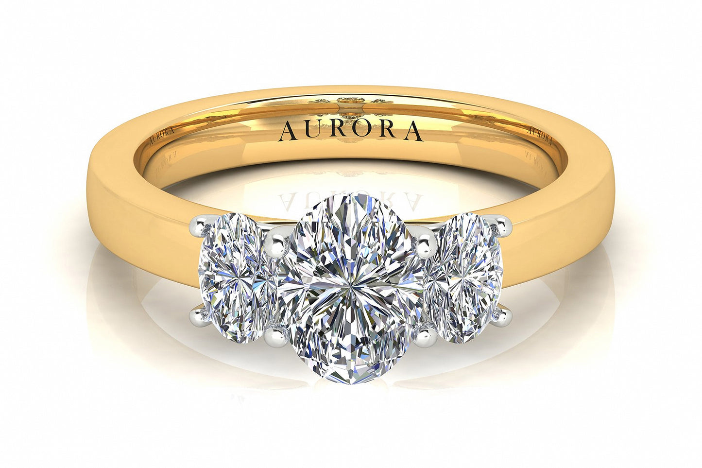 Oval Shape Aurora Diamond 3 Stone ring  Gardiner Brothers   