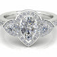 Pear Shape Aurora Diamond 3 Stone Halo Ring  Gardiner Brothers   
