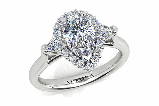 Pear Shape Aurora Diamond Halo Style Ring  Gardiner Brothers   