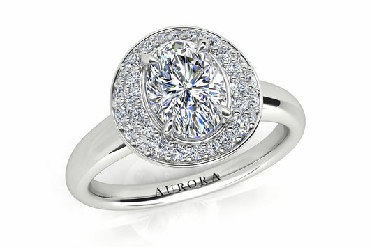 Oval Shape Aurora Diamond Halo Style Ring  Gardiner Brothers   