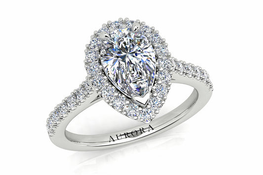 Pear Shape Aurora Diamond Halo Style Ring  Gardiner Brothers   