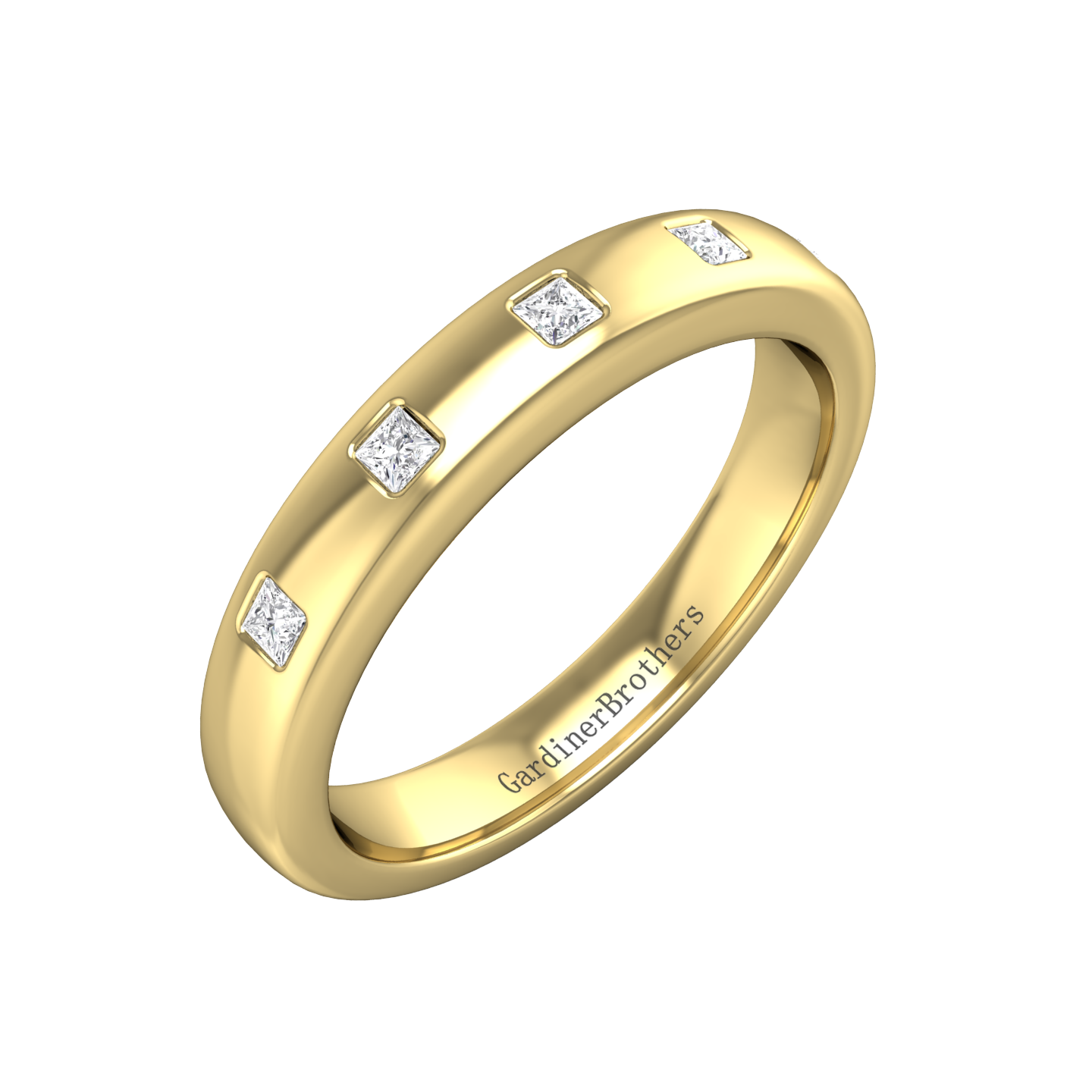 Princess Cut Diamond Wedding Band  gardiner-brothers 0.15cts 18ct Yellow Gold 