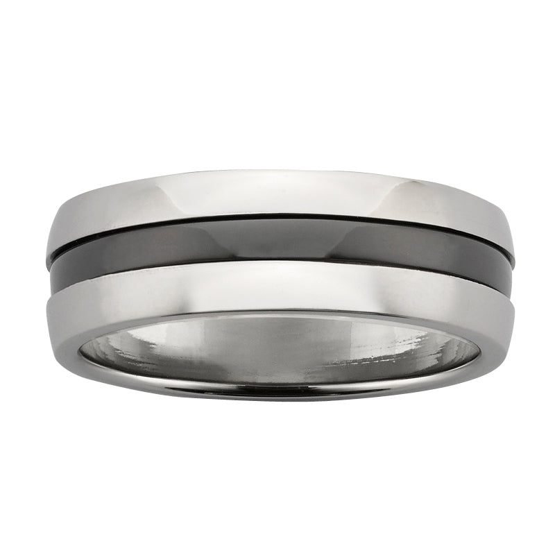 Metal ring with narrow zircon inset  gardiner-brothers   