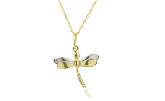 Yellow and White Gold Dragonfly Pendant  Gardiner Brothers   