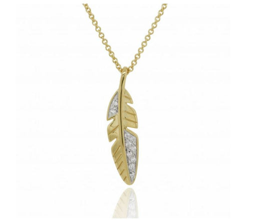 Yellow Gold Feather Style Pendant  Gardiner Brothers   