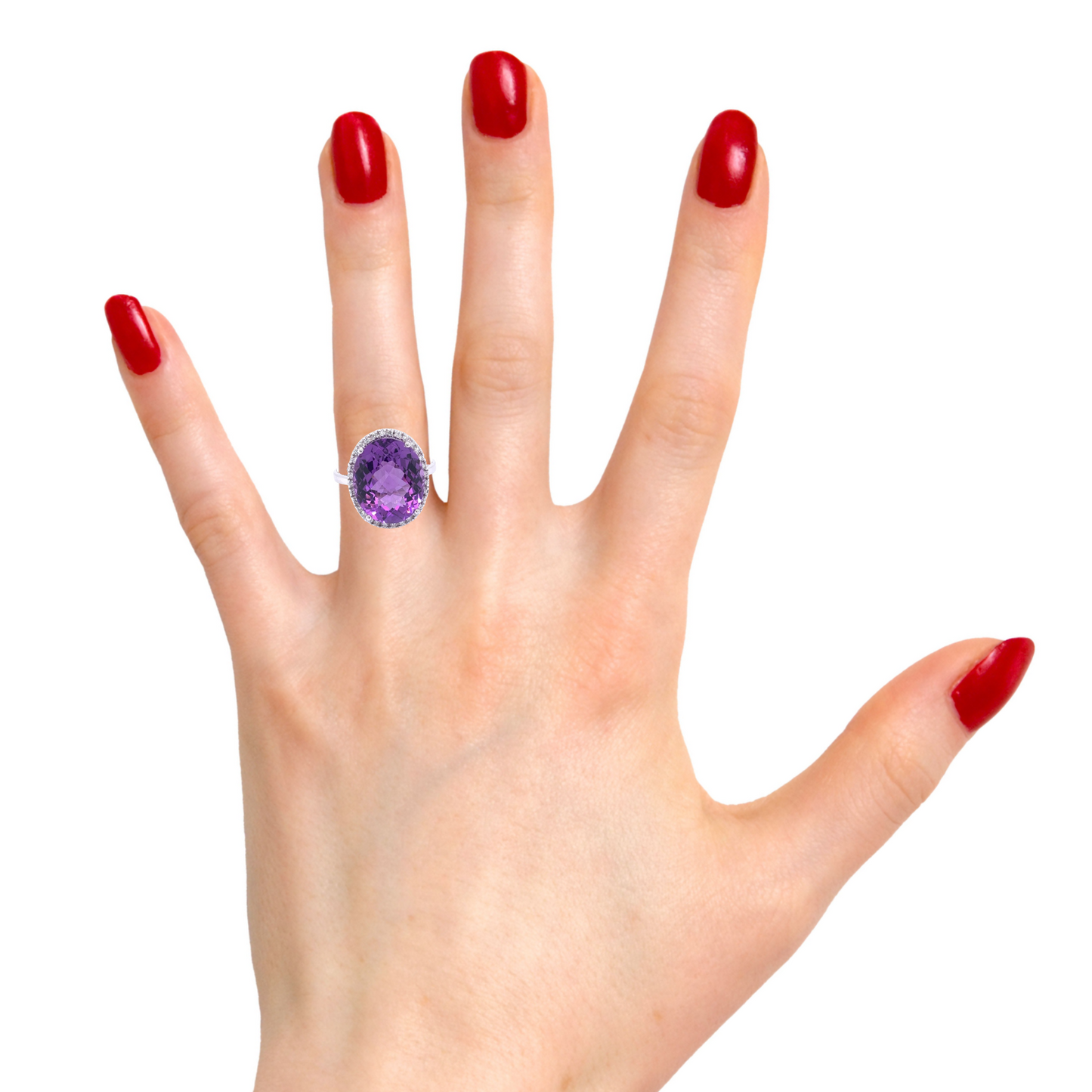 Amethyst and Diamond Halo Style Ring  Gardiner Brothers   